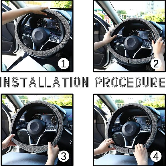 Crystal Steering Wheel Covers Rhinestone Bling Diamond Car Accessories Gift - Picture 4 of 4